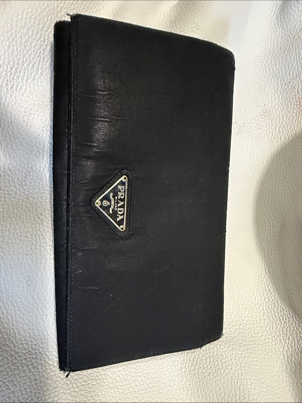 Prada Black Nylon Clutch Wallet with Triangular Logo Plaque